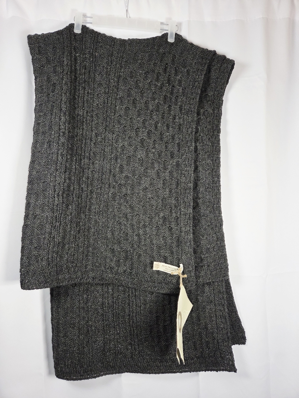 Aran Sweater Market 100% New Wool Dark Gray Throw Blanket 46"x62" NEW